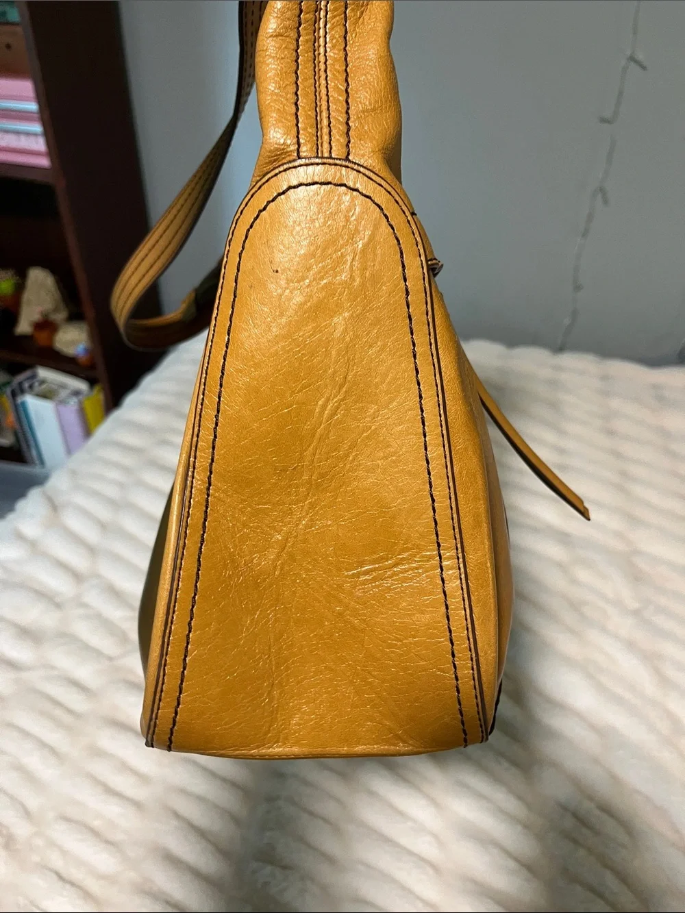 HOBO Genuine Leather Mustard Yellow Shoulder Bag | Soft Leather Hobo Purse